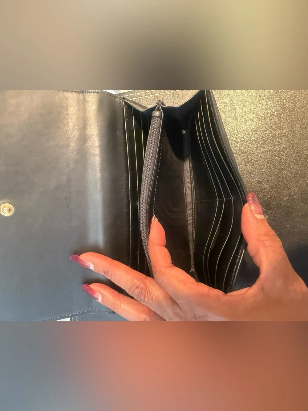 Gucci Black Guccissima Leather Bow Flap Continental Wallet. EUC.